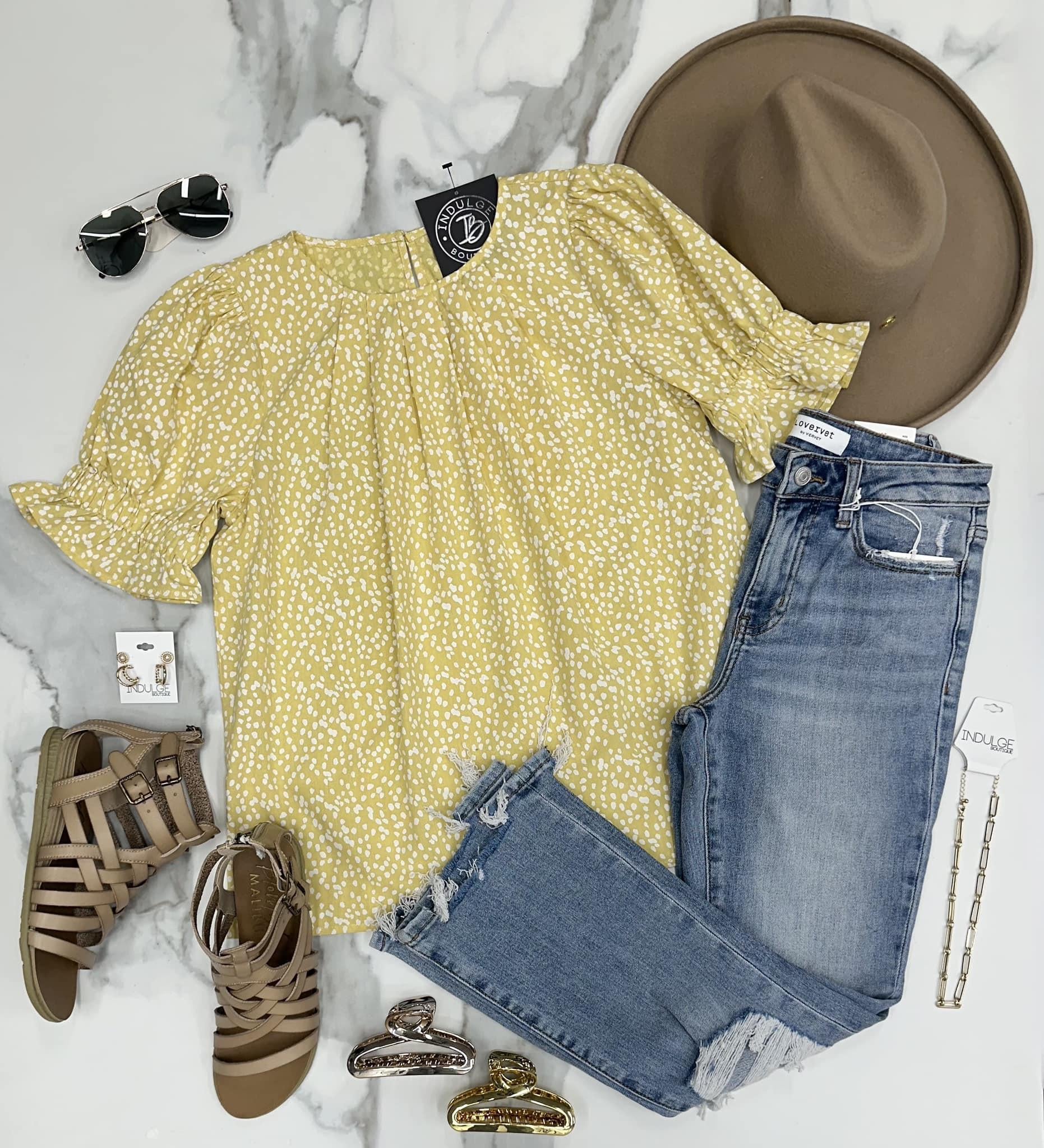PENNY PALE YELLOW DOTTED BLOUSE