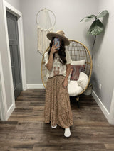 SANDSTONE PRINTED TIERED MAXI SKIRT