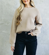 FROSTED ALMOND KNIT SWEATER TOP