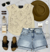 SANDY NATURAL CROCHET OPEN KNIT TANK TOP