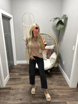 CAITLIN RUST STRIPE PUFF SLEEVE BLOUSE