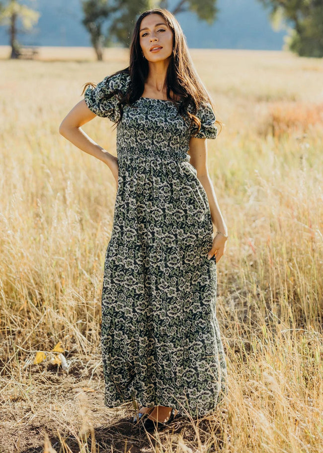 THE INDIGO SECRET MEADOW MIDI DRESS