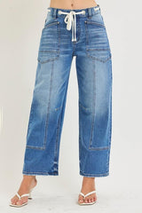 REESE TIE WAIST PANEL DENIM JEANS