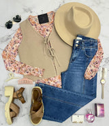 REGINA MESH LONG SLEEVE FLORAL TOP