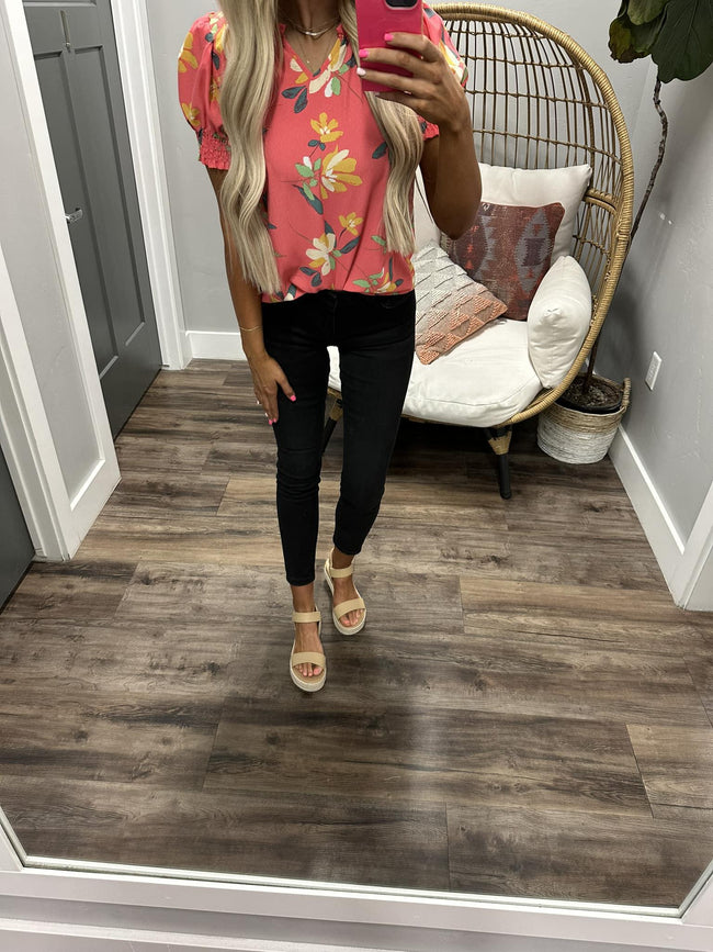 CORA PINK FLORAL BLOUSE