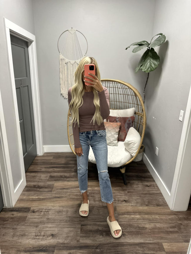 KATHY COCO LONG SLEEVE RIBBED TOP