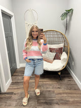 TRACIE PINK STRIPE SWEATER TOP