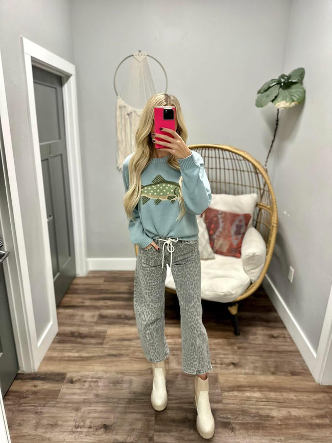 SAGE FISH KNIT SWEATER TOP