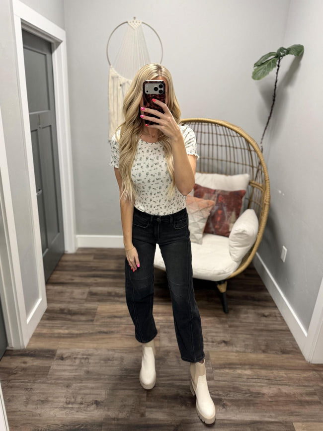 LETTUCE EDGE DREAMDEW BLUE FLORAL TOP