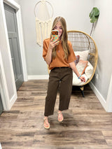 WHITNEY RUST SHORT SLEEVE SWEATER TOP