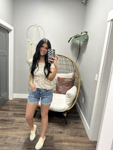 APRICOT NECTAR SHORT SLEEVE RIBBED TOP