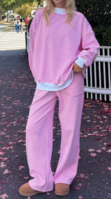 PAIGE HOT PINK STRIPE MOCK NECK SWEATER TOP