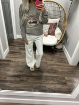 DON'T SWEAT IT HEATHER GREY WIDE LEG SWEATS