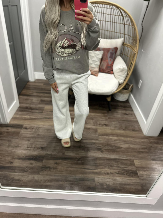 DON'T SWEAT IT HEATHER GREY WIDE LEG SWEATS