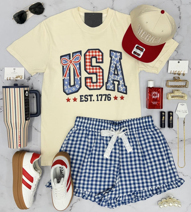USA PATCHES GRAPHIC TEE IN IVORY