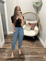 DANICA OCEAN HIGH WAIST RUFFLE TOP JOGGERS