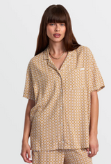 RVCA LUNA BUTTON UP BLOUSE TOP
