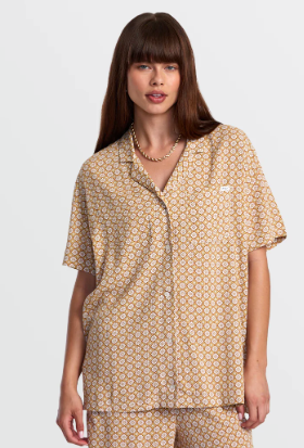 RVCA LUNA BUTTON UP BLOUSE TOP