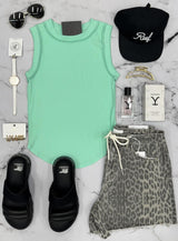 AMANDA MINT SEAM DETAIL TANK TOP