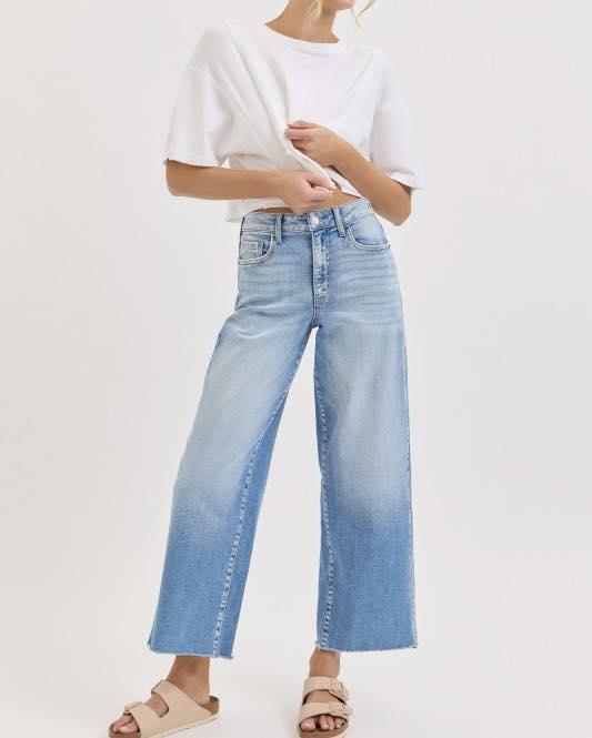 KIM HIGH RISE WIDE LEG DENIM JEANS
