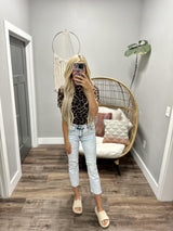 JACIE LEOPARD MESH SHORT SLEEVE TOP