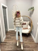 EMMI CREAM AND CAMEL STRIPE SWEATER TOPS
