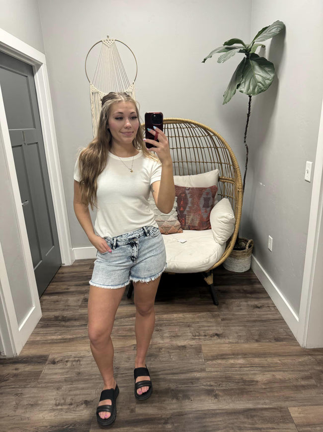 LEA WAFFLE WHITE TEXTURE TEE