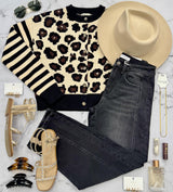 PLOT TWIST COZY KNIT LEOPARD CARDIGAN TOP