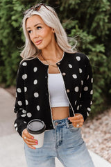 COZY KNIT FULL CIRCLE POLKA DOT CARDIGAN TOP