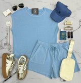 ASHLEY BLUE 2 PIECE SHORT SETS
