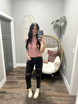 THE PERFECT RIBBED BASIC TEE IN ROSE