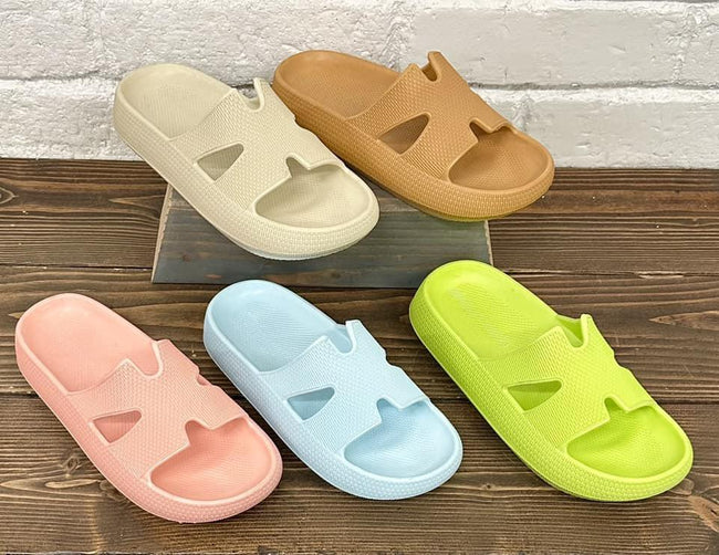 LIME CLOUD CUSHION SLIDE SANDALS *FINAL SALE*