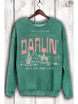 TEAL LIFE IS TOUGH GRAPHIC CREW SWEATSHIRTS
