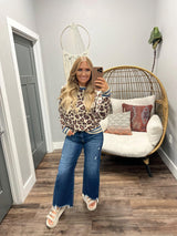 ALISHA BLUE LEOPARD SWEATER TOP