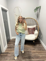 CASSANDRA SAGE BUTTON UP SWEATER TOP