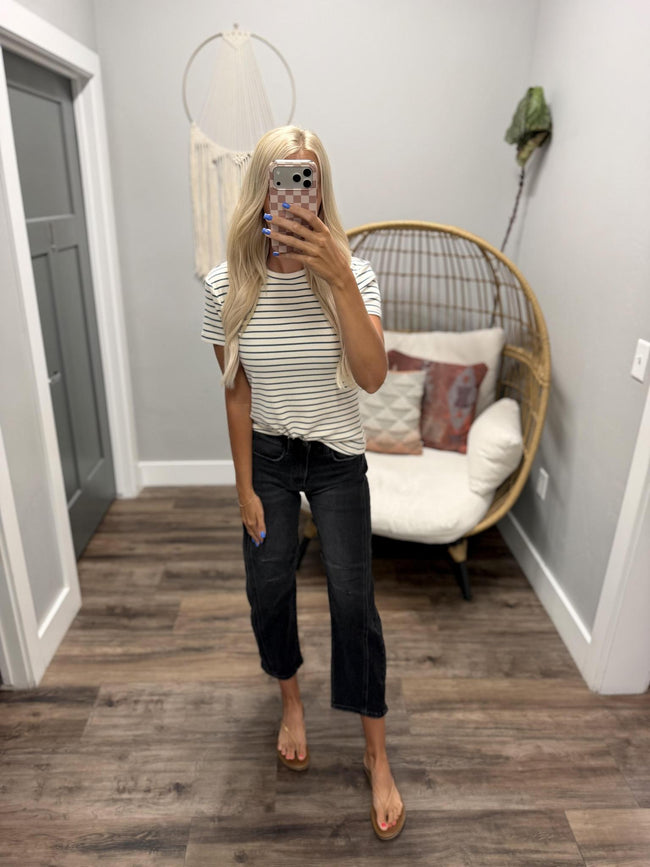 ANNIE CREAM BLUE STRIPE TEE