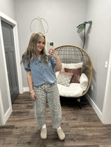 EVELYN DENIM COLLARED BUTTON FRONT BLOUSE