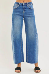 MARKELL SPLIT CONTRAST SLOUCH BARREL DENIM JEANS