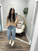 CAMEL PEARL KNIT SWEATER TOP