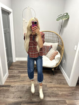 KALLI CRIMSON TIE FRONT BLOUSE TOP