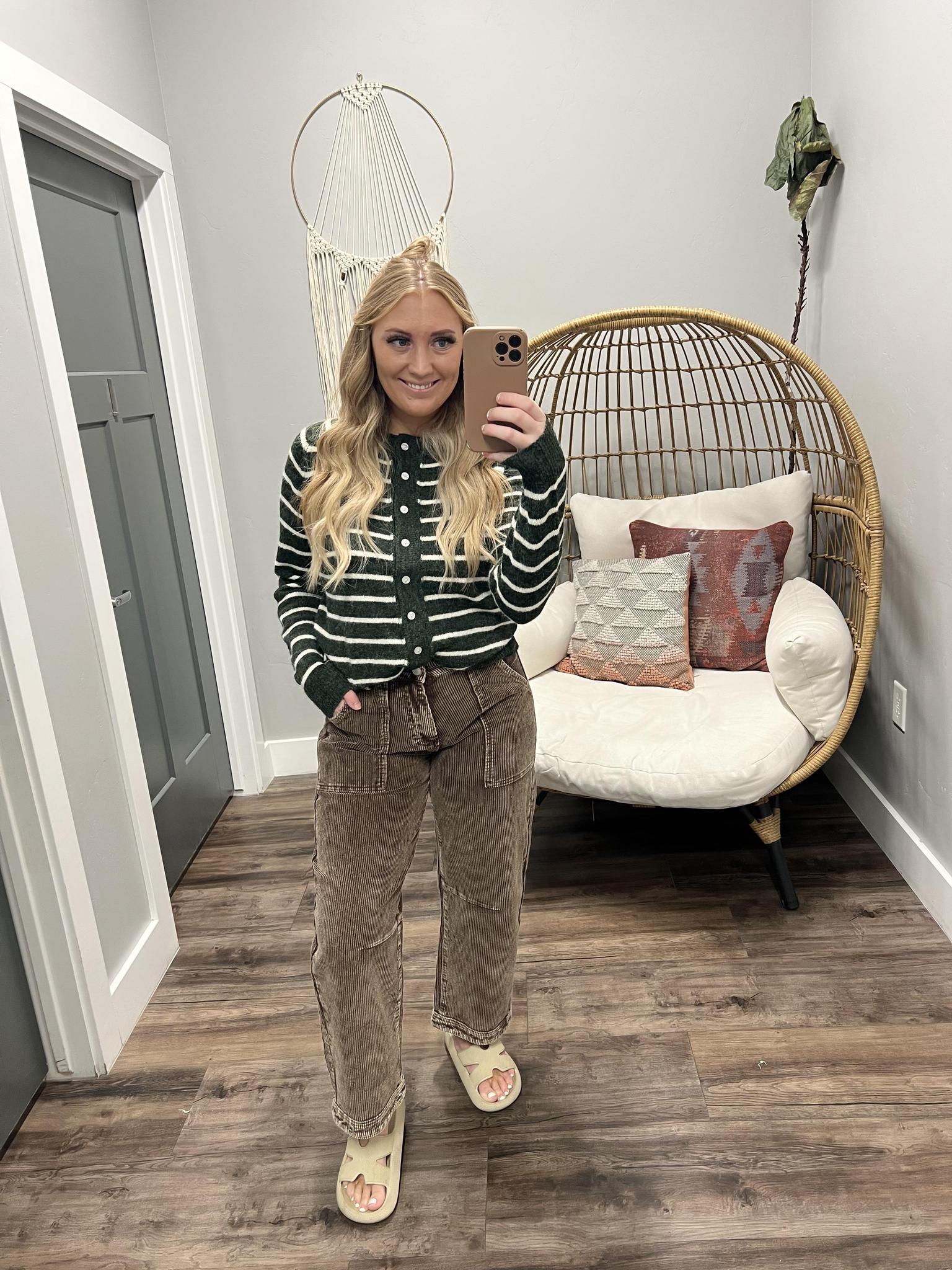 BONNIE FOREST STRIPE CARDIGAN TOP