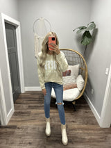 COFFEE WEATHER PUFF ACID WASH CREW SWEATER
