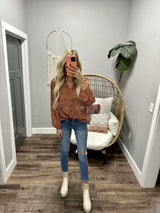LACY RUST DOTTED LONG SLEEVE BLOUSE