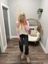 MOLLY CORAL SANDS HENLEY SWEATSHIRT TOP