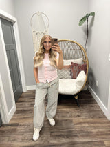 JUDY PALE PINK SHORT SLEEVE HENLEY TOP