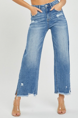 FARRAH HIGH RISE SIDE SLIT DENIM JEANS
