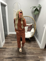 HALLIE RUST KNIT SWEATER TOP