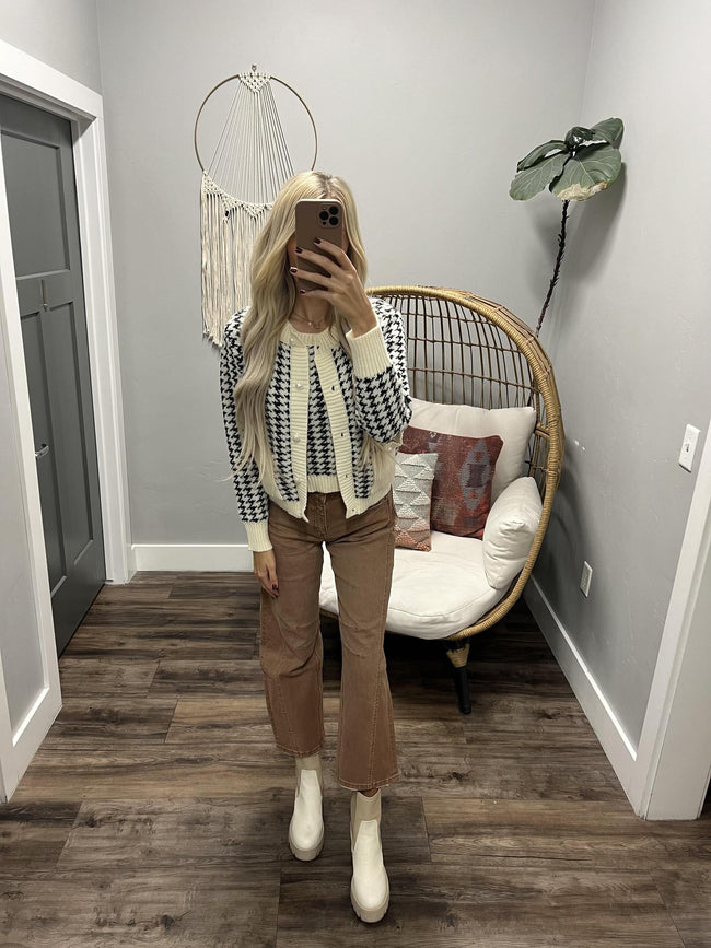 BENNIE HOUNDSTOOTH 2 PIECE TANK AND CARDIGAN SET