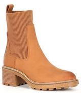 STEVE MADDEN KILEY CAMEL LEATHER LUG BOTTOM BOOTIES