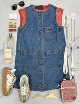 KIMMIE DENIM BUTTON UP FRONT DRESS